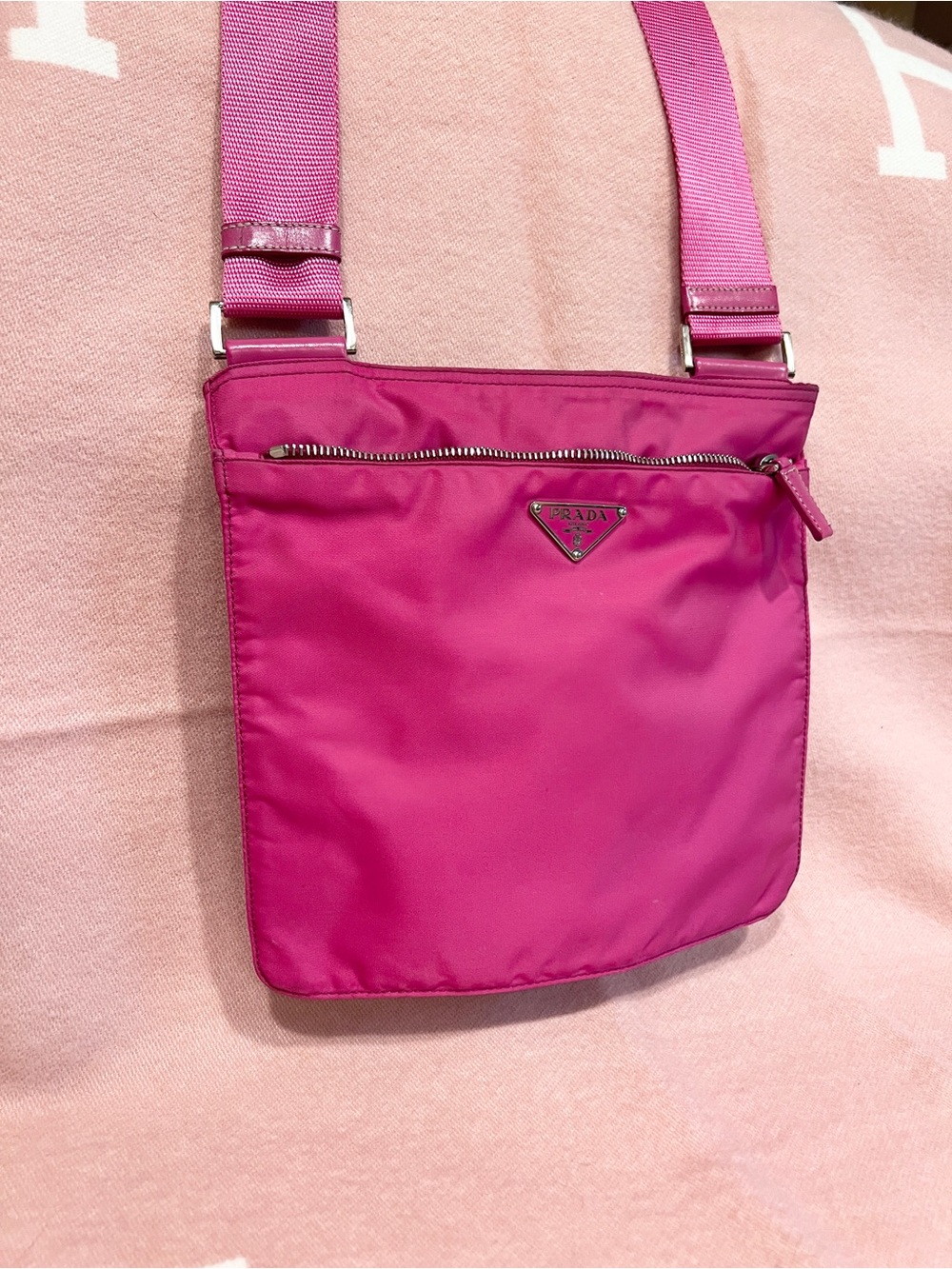 PRADA⭐️Authentic! Hot Pink Nylon Crossbody or shoulder Bag! - Picture 3 of 13